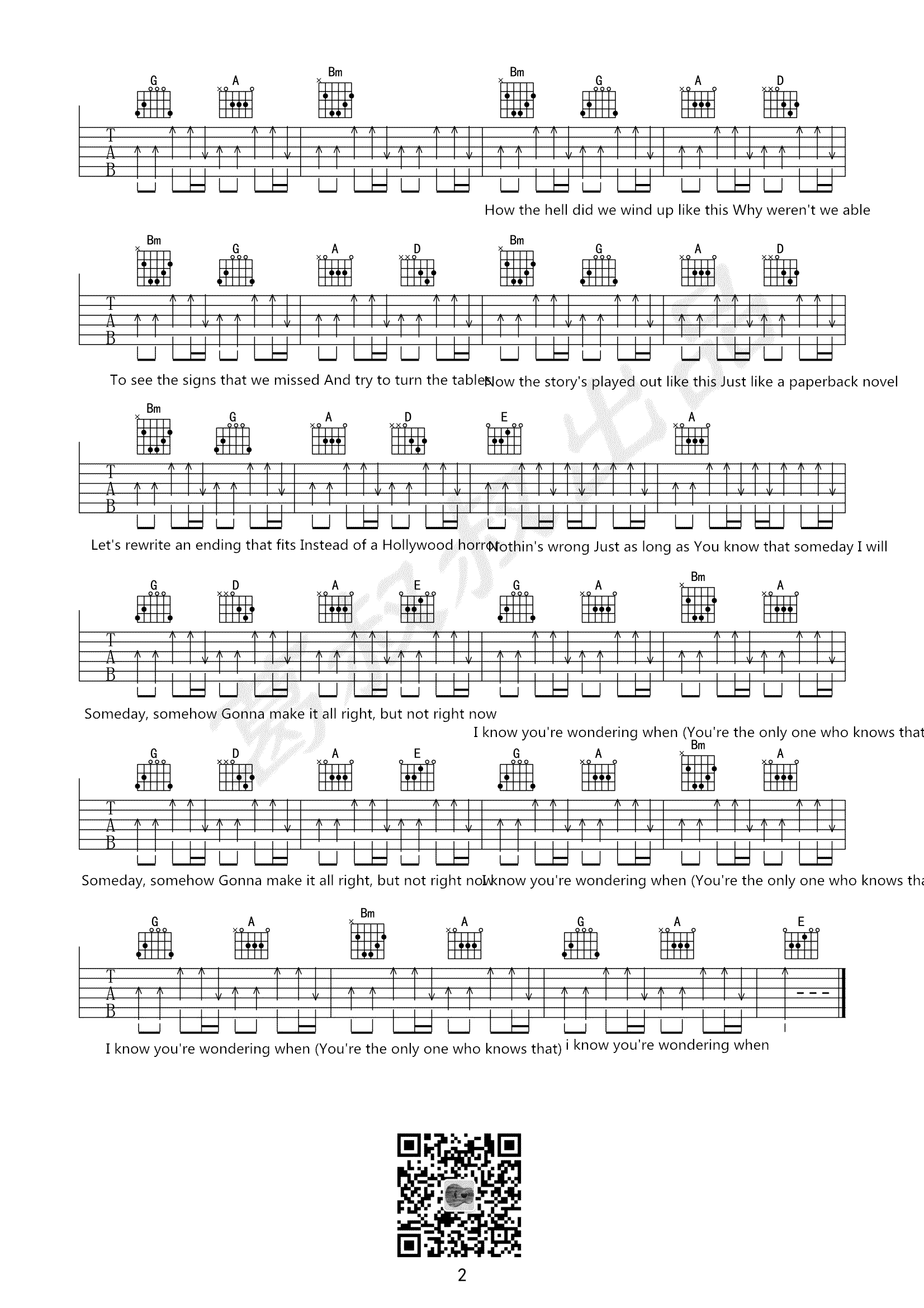 Someday吉他谱 B调扫弦版_葛叔叔编配_Nickelback2