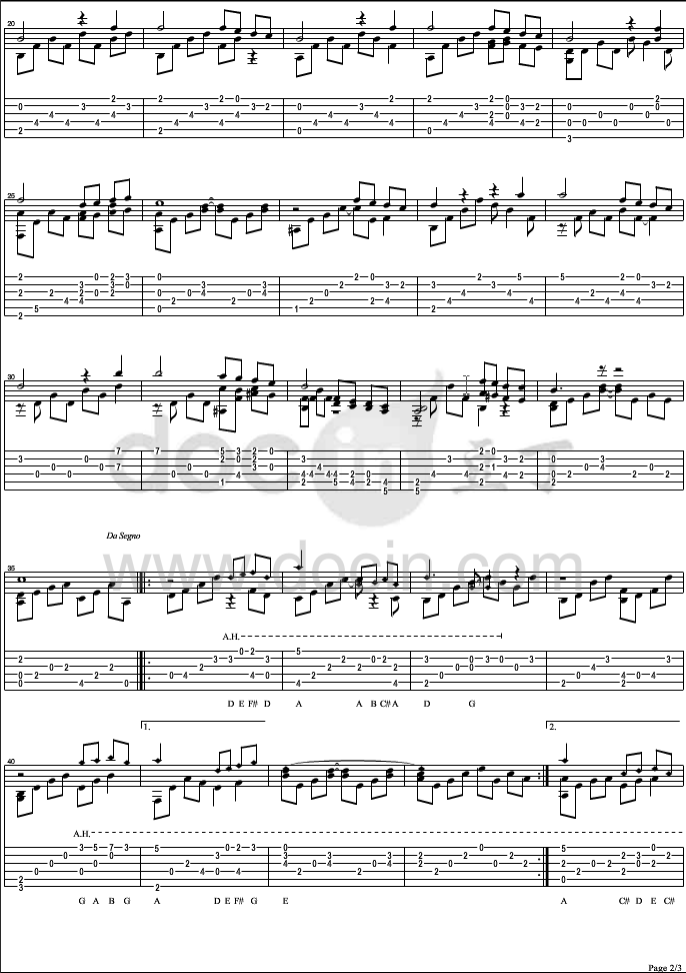 Sundial Dreams指弹谱 C调六线谱_豆丁网编配_Kevin Kern2