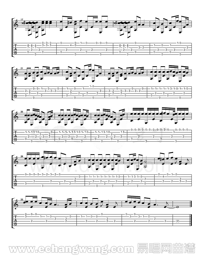 Angry Birds指弹谱 原调六线谱_易唱网编配_愤怒的小鸟主题曲2