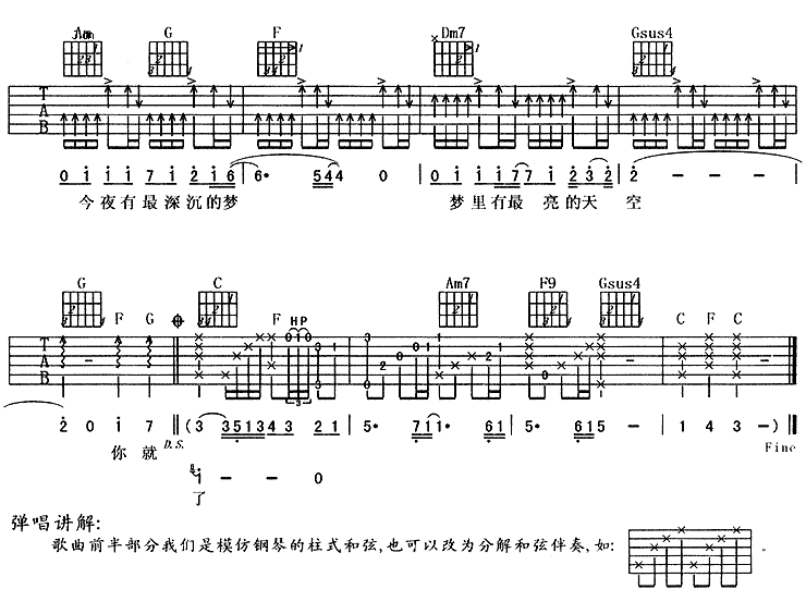 你就像个小孩吉他谱 C调六线谱_附前奏_阿杜3