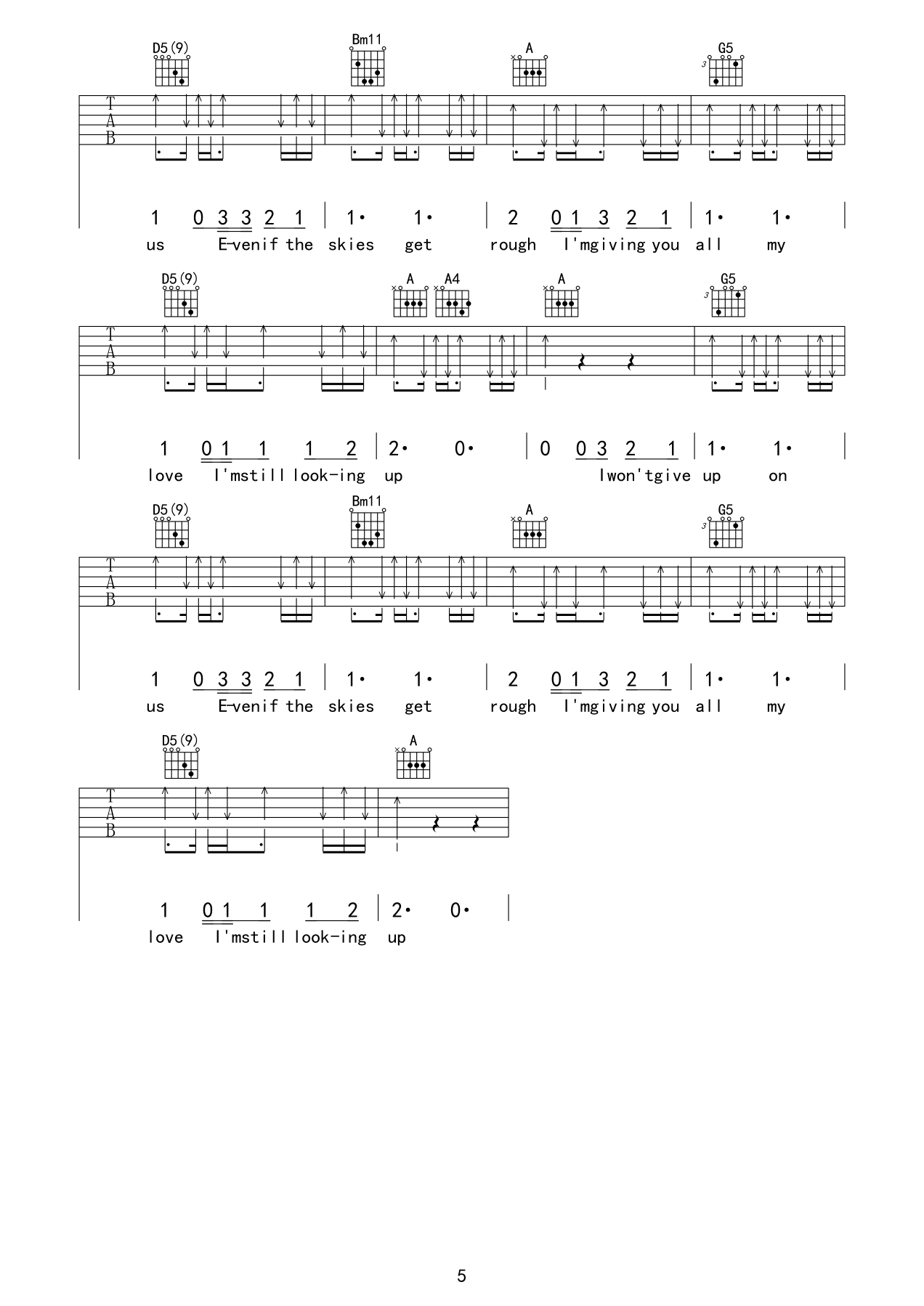 i wont give up吉他谱 E调六线谱_精选版_Jason Mraz5