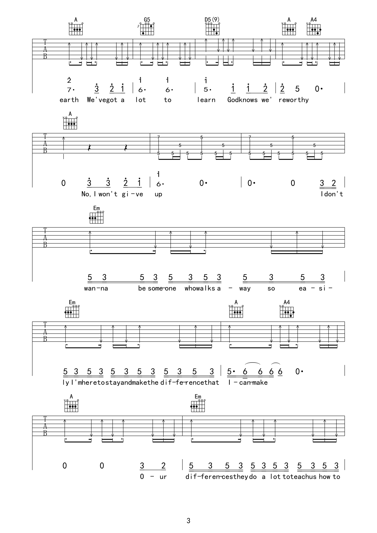 i wont give up吉他谱 E调六线谱_精选版_Jason Mraz3