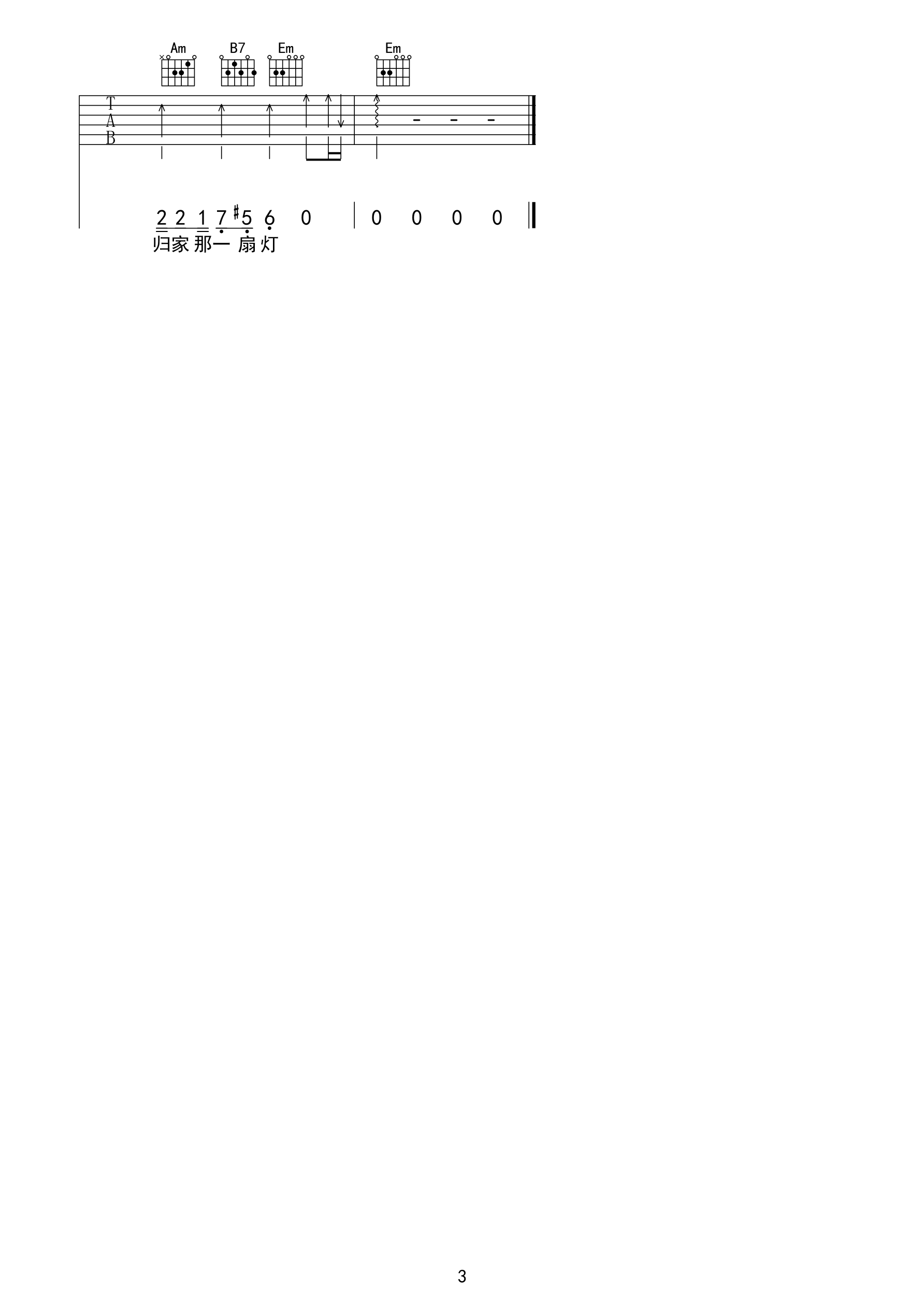 《晚风心里吹》弹唱吉他谱 革命吉他版3