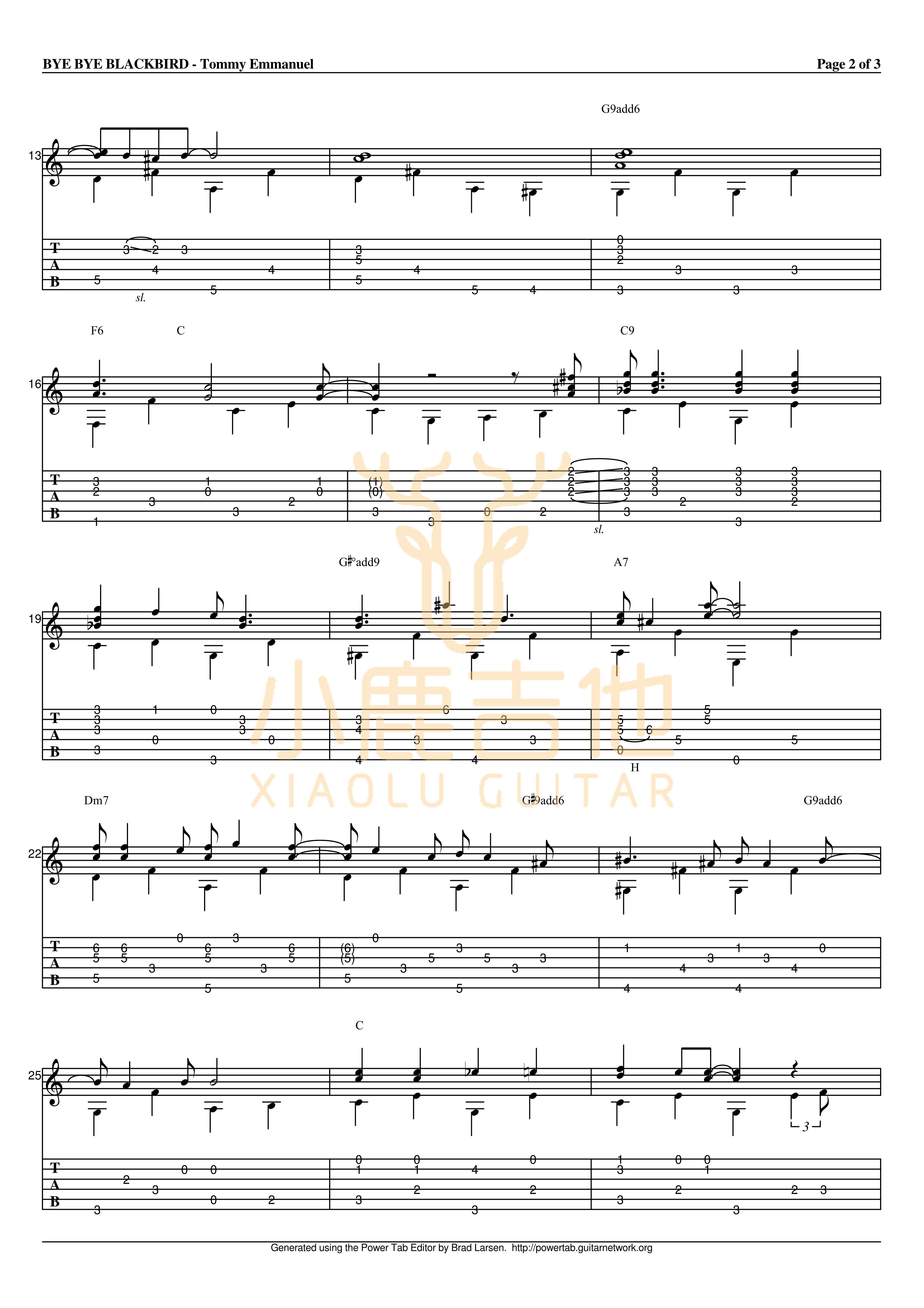 Bye Bye Blackbird-Tommy Emmanuel指弹吉他谱2