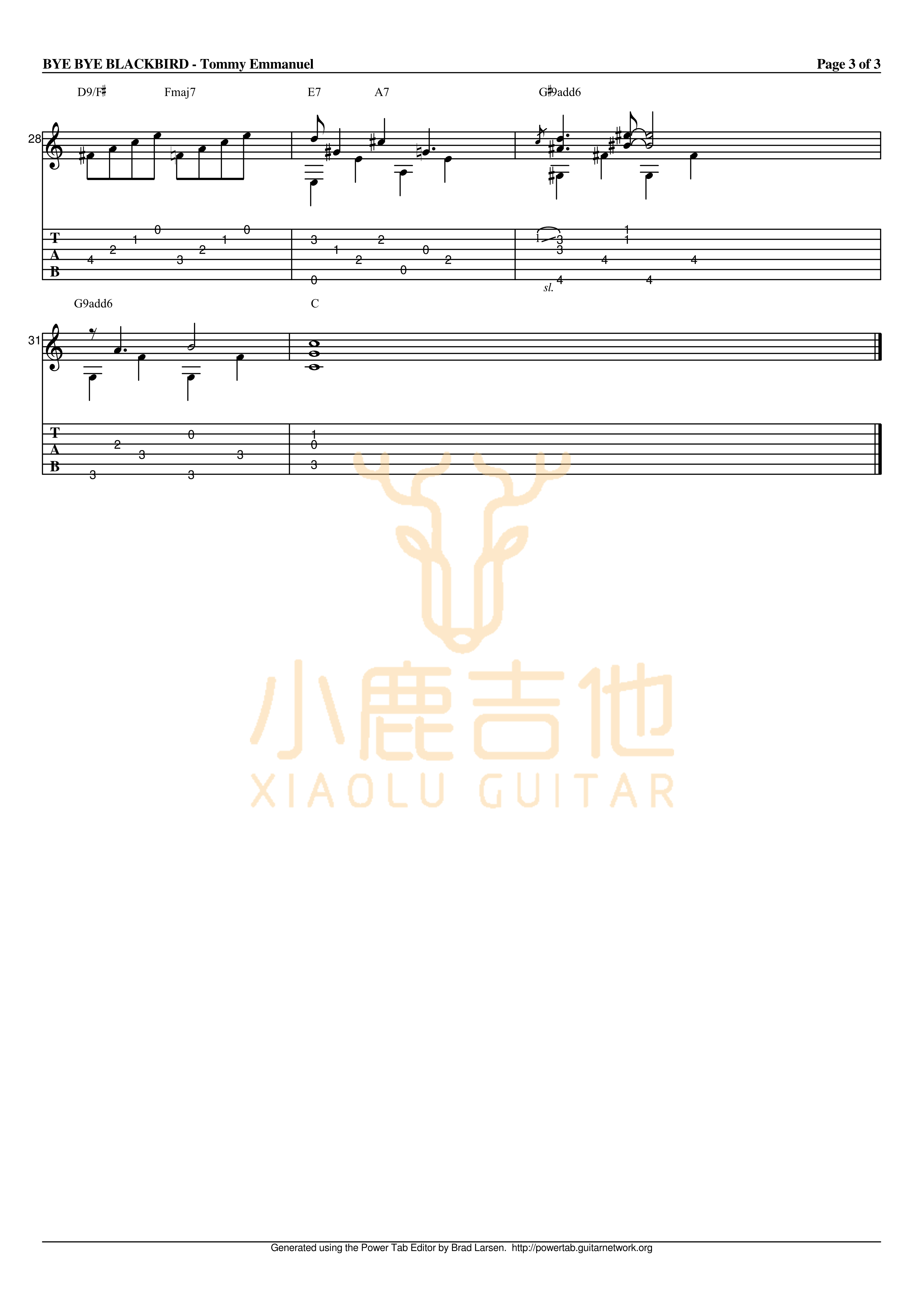Bye Bye Blackbird-Tommy Emmanuel指弹吉他谱3