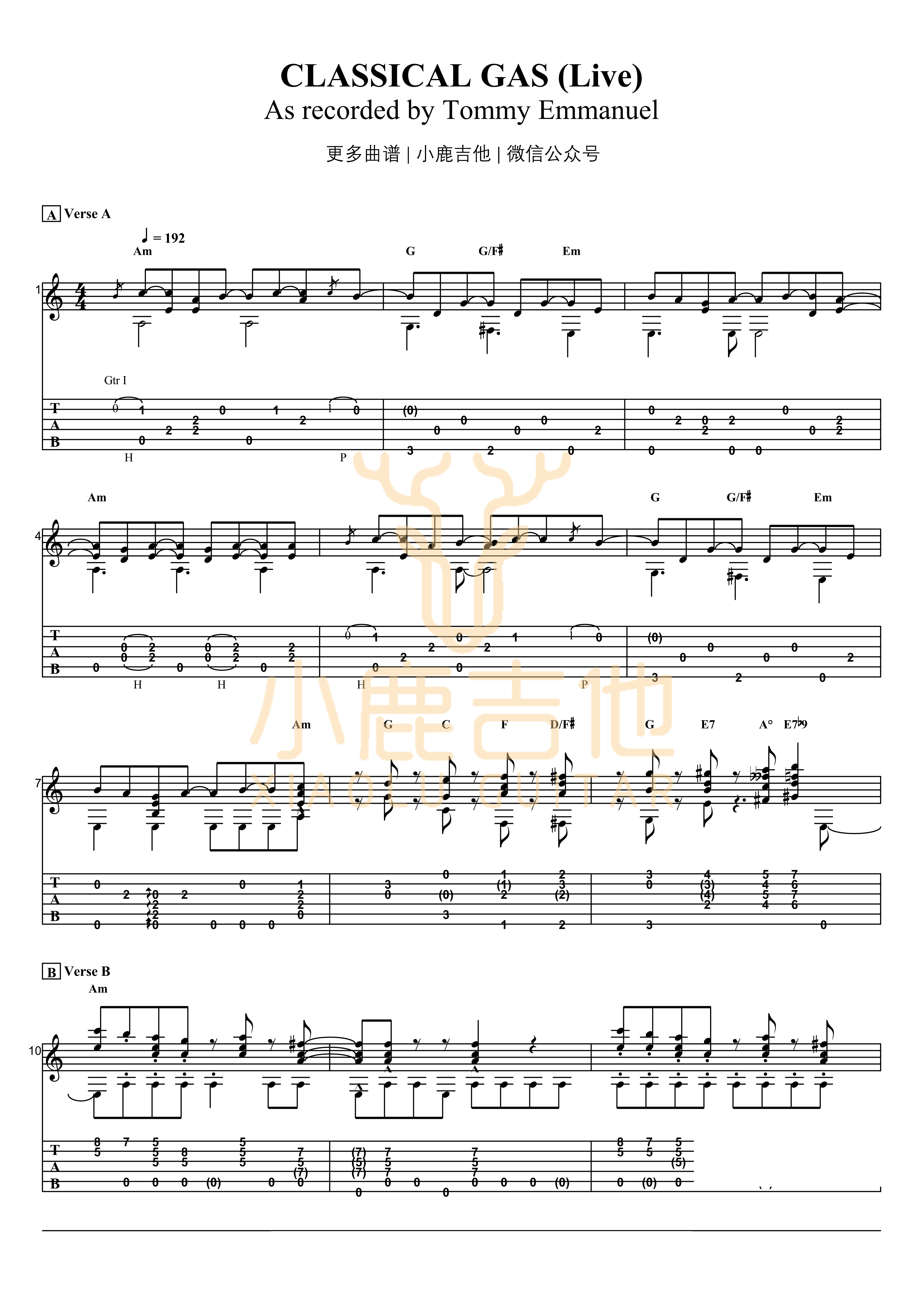 Classical Gas-Tommy Emmanuel指弹吉他谱1