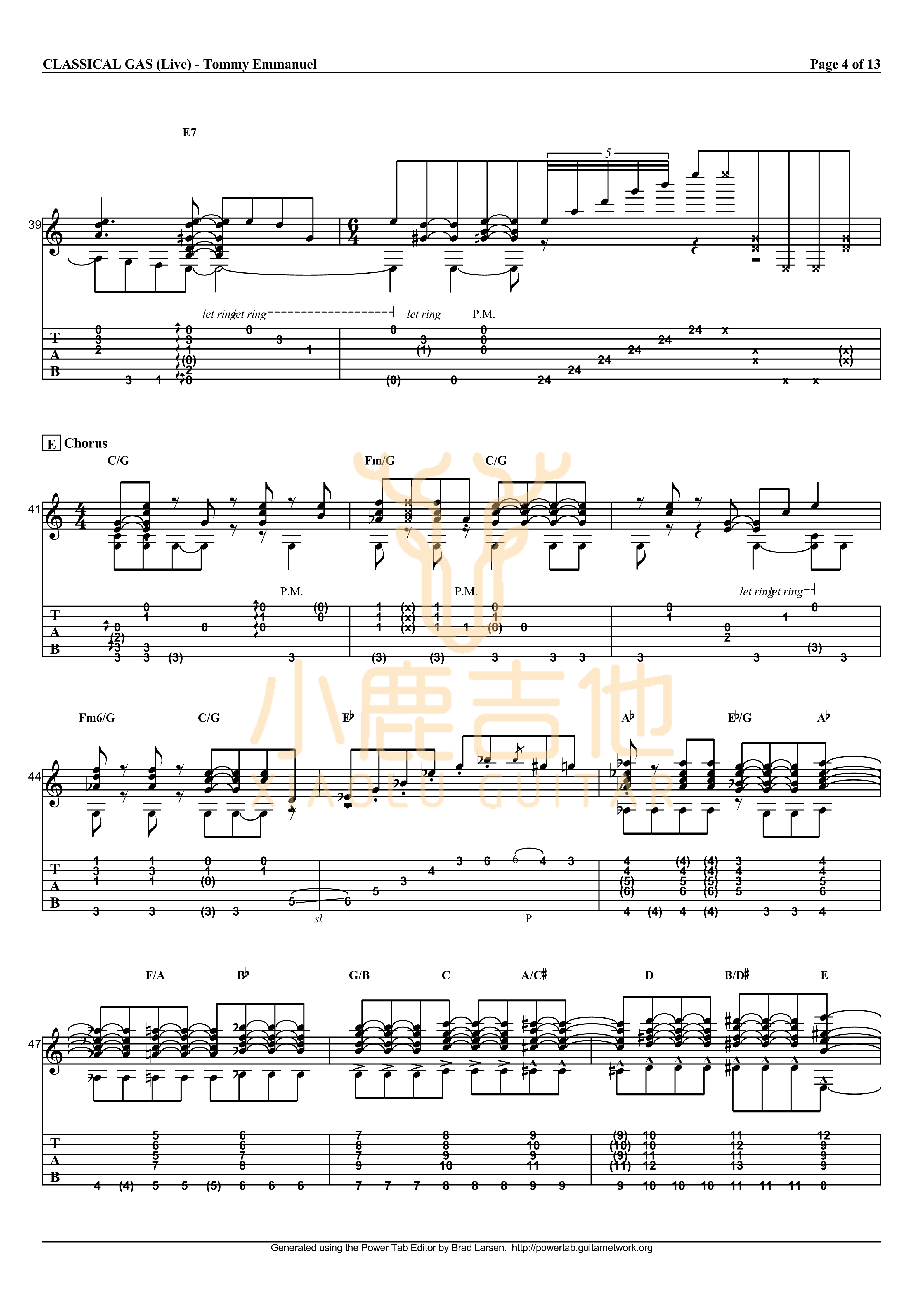 Classical Gas-Tommy Emmanuel指弹吉他谱4