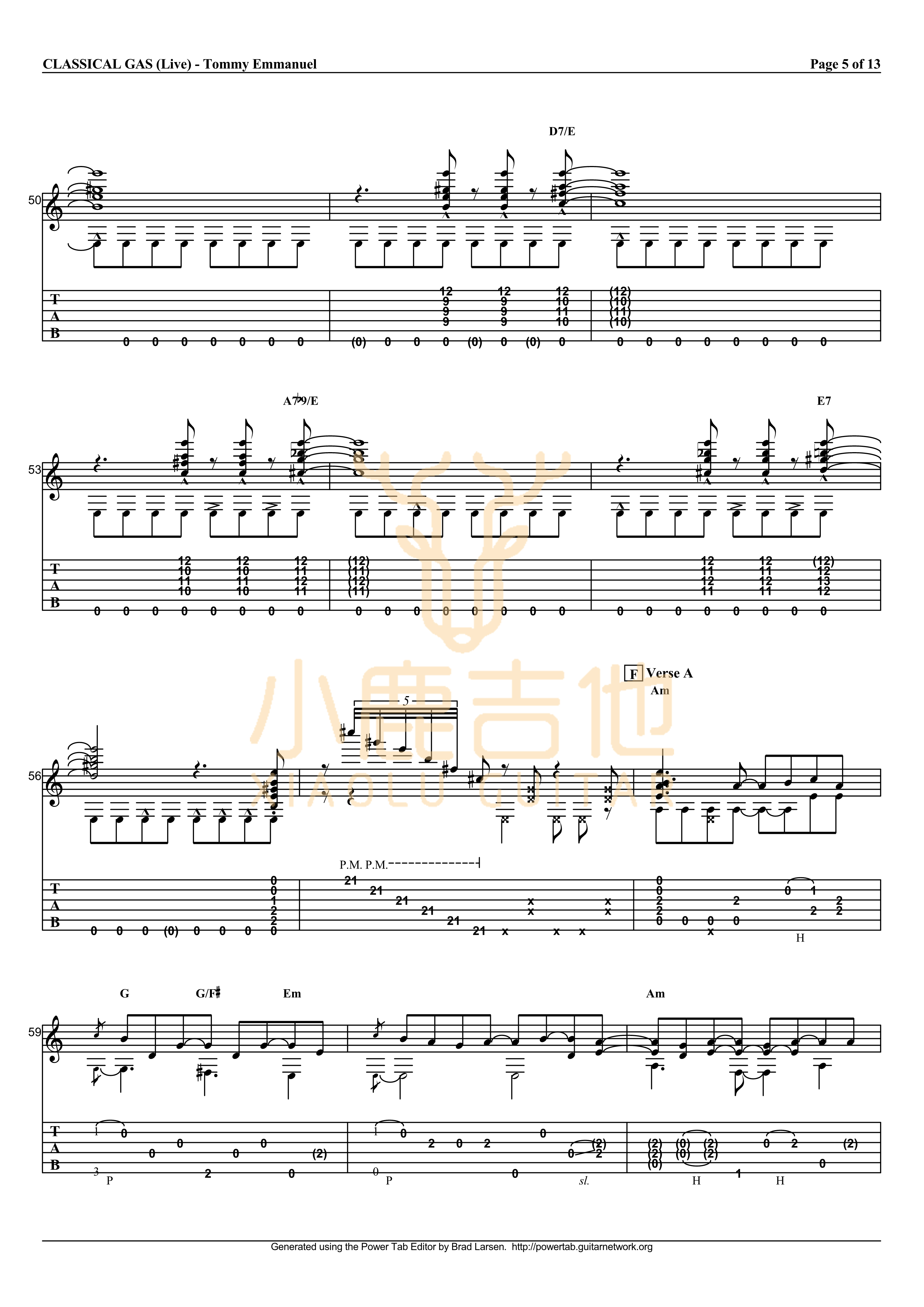Classical Gas-Tommy Emmanuel指弹吉他谱5
