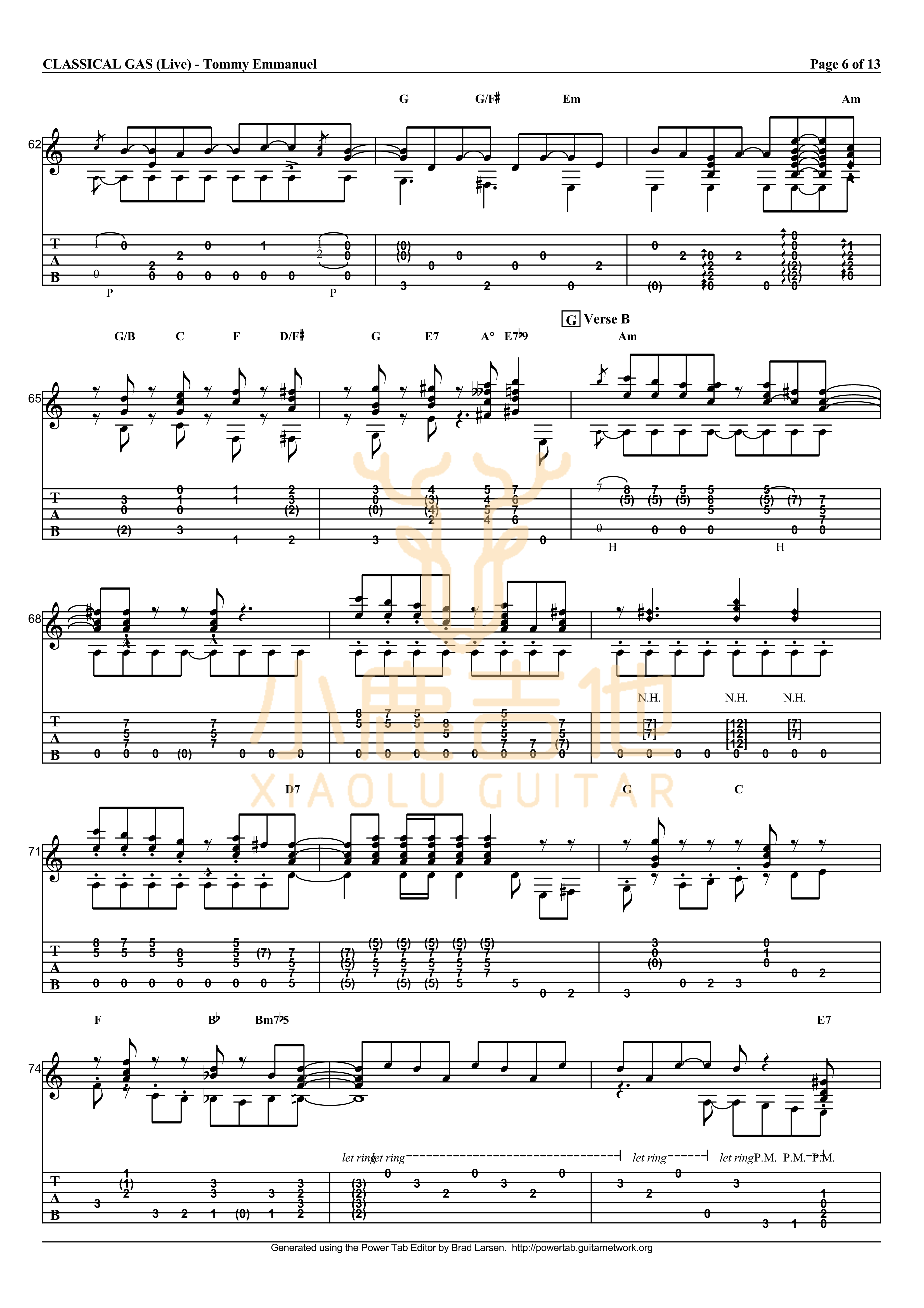 Classical Gas-Tommy Emmanuel指弹吉他谱6