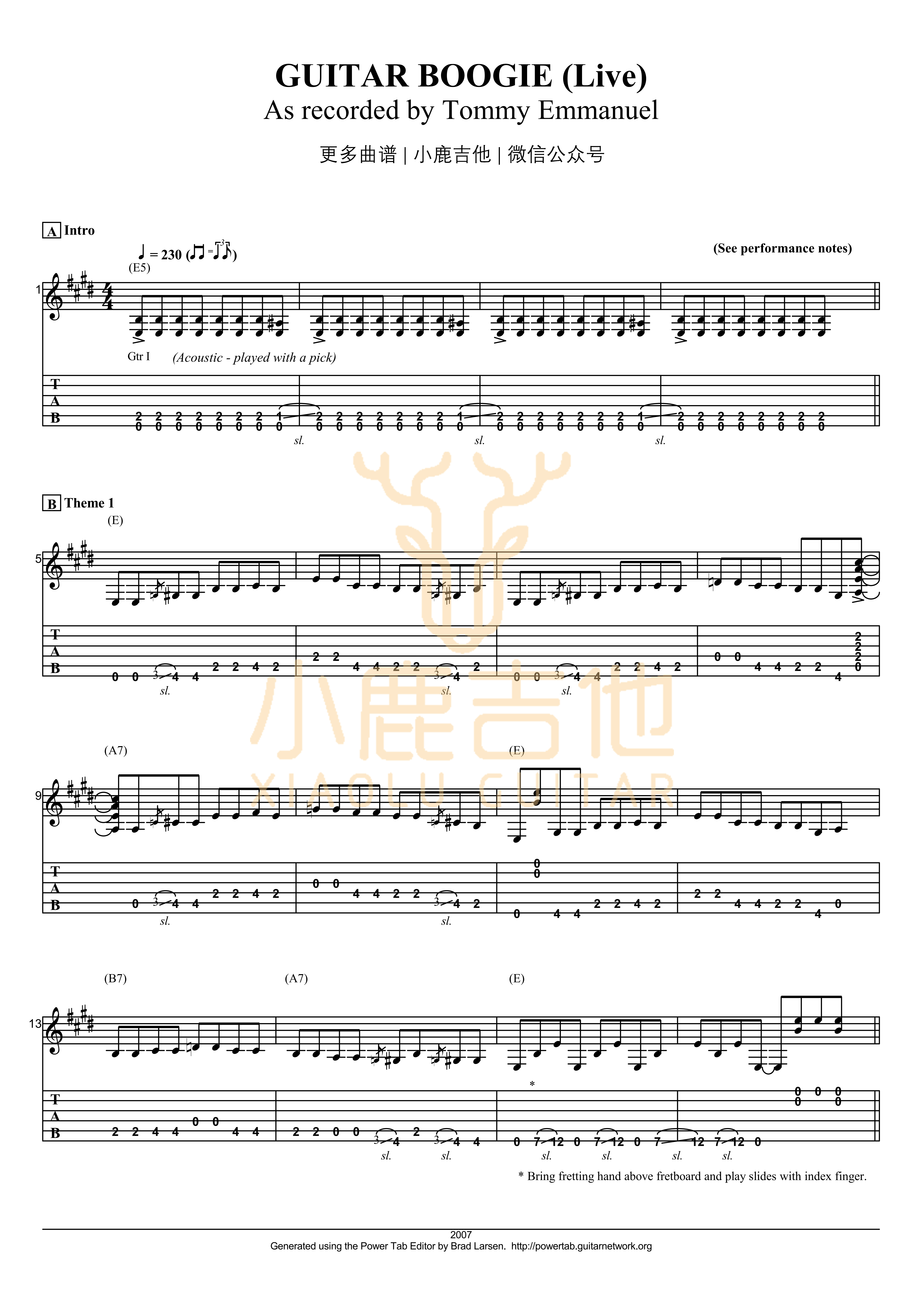 Guitar Boogie-Tommy Emmanuel指弹吉他谱_小鹿吉他1