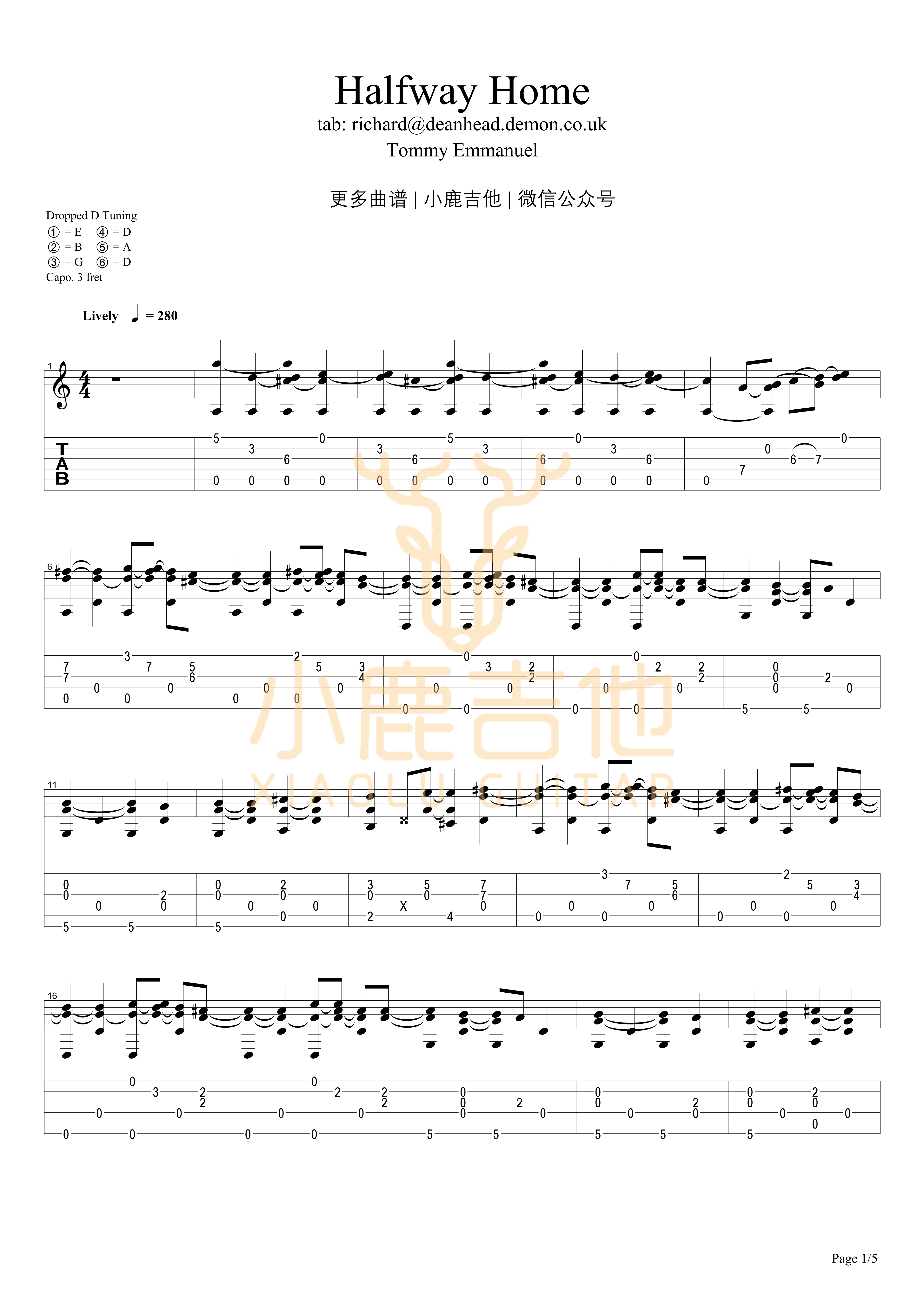 Halfway Home-Tommy Emmanuel指弹吉他谱1