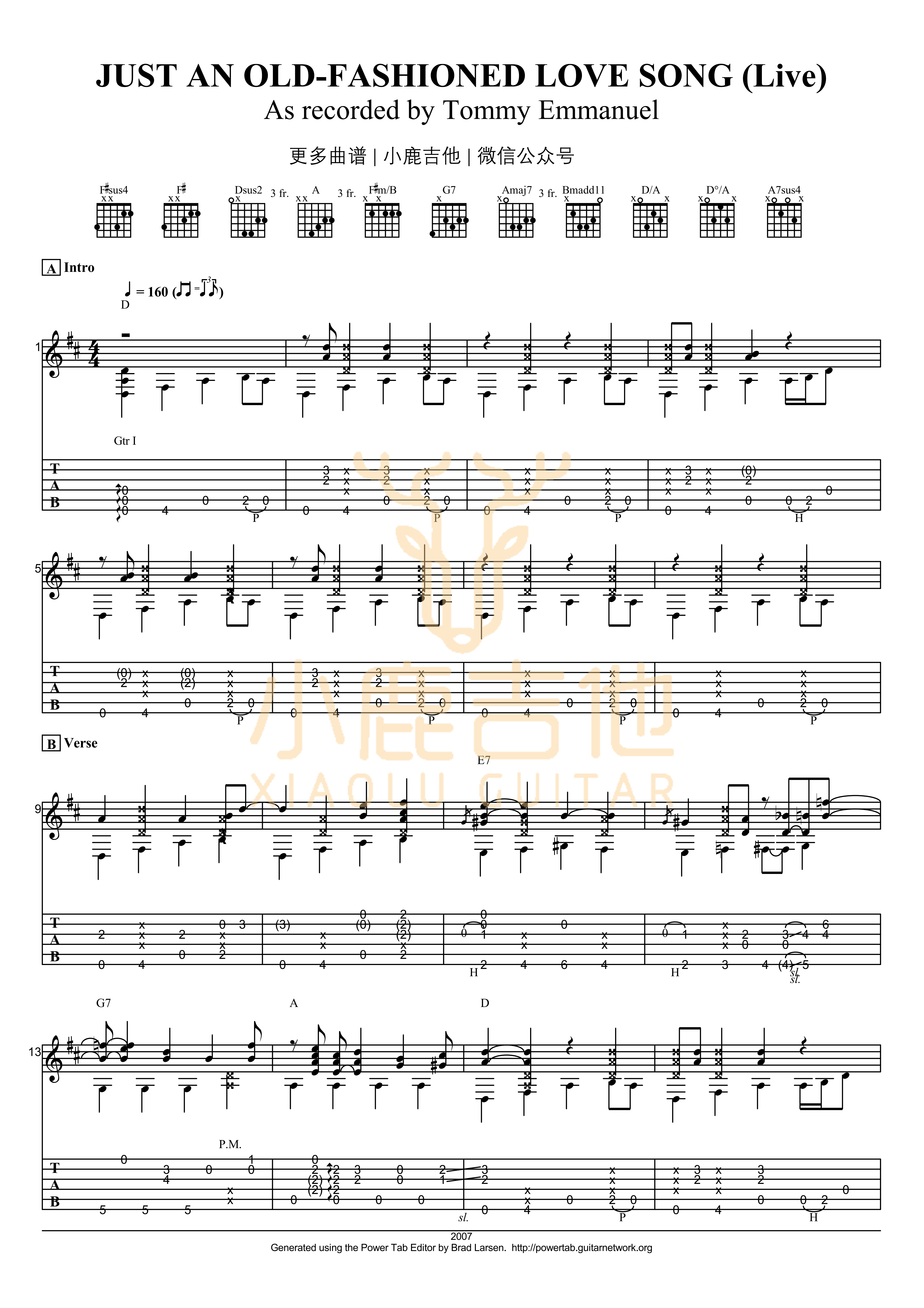 Just An Old-Fashioned Love Song-Tommy Emmanuel指弹吉他谱(小鹿吉他)1