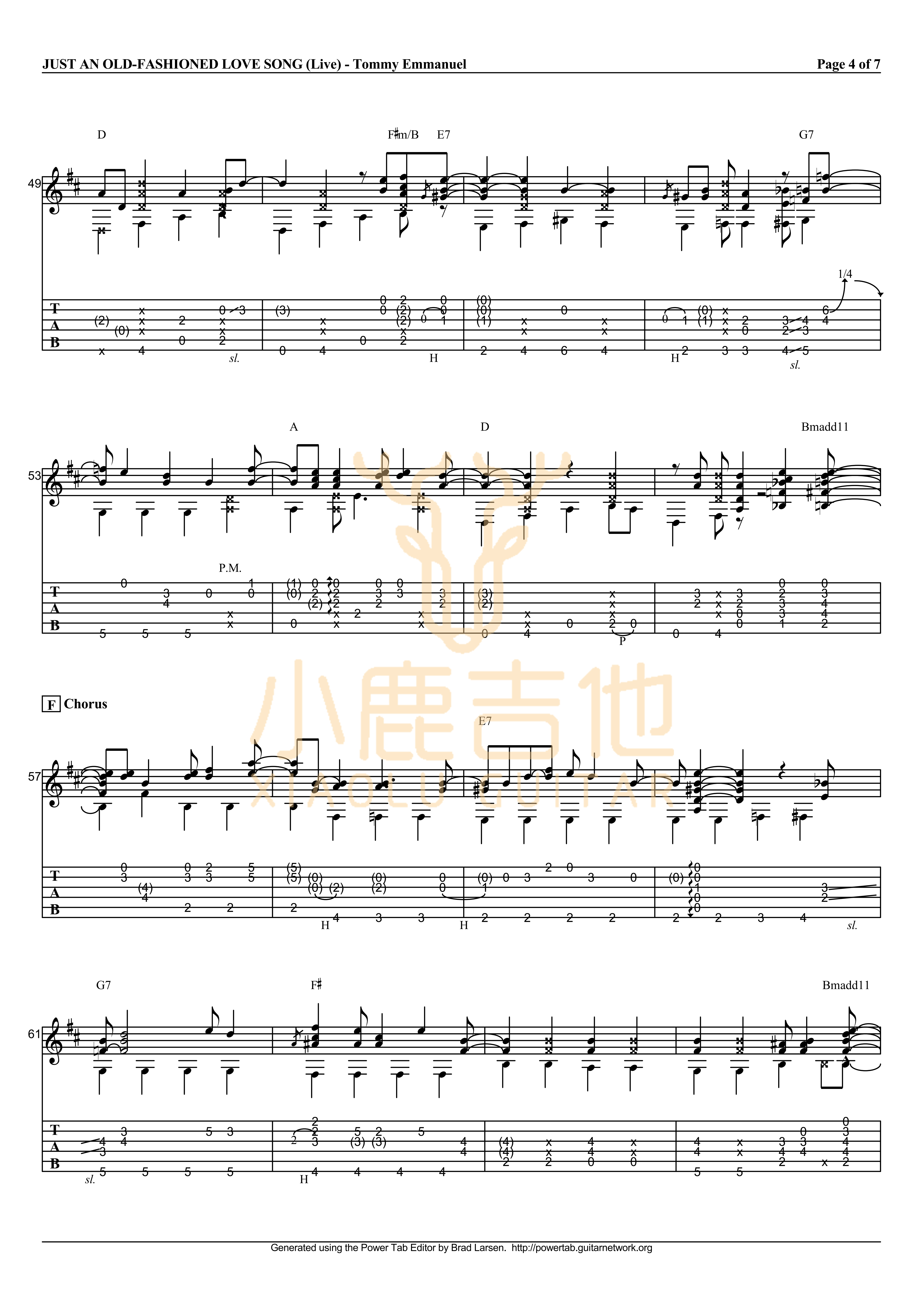 Just An Old-Fashioned Love Song-Tommy Emmanuel指弹吉他谱(小鹿吉他)4