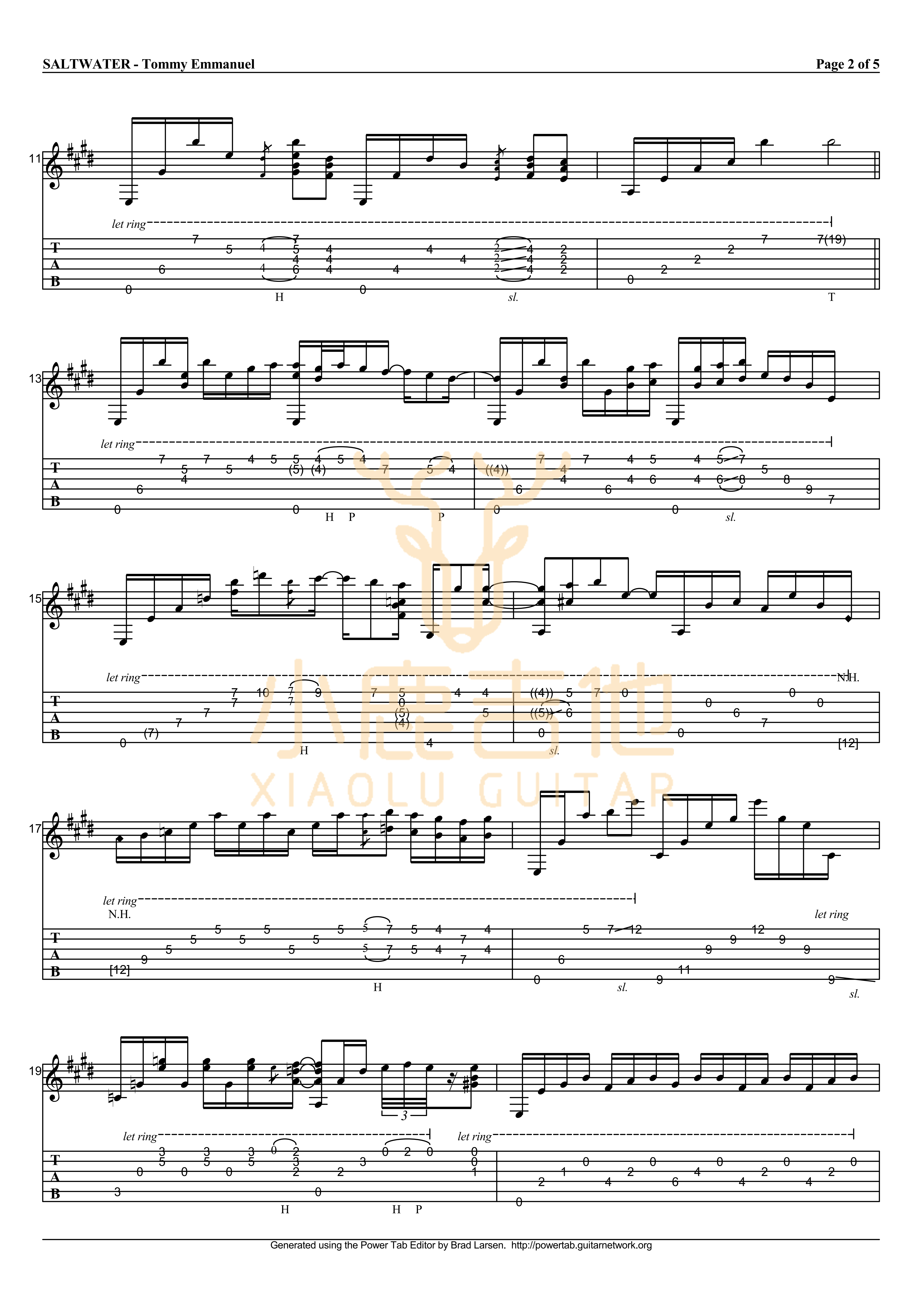 SALTWATER-Tommy Emmanuel指弹吉他谱（小鹿吉他）2