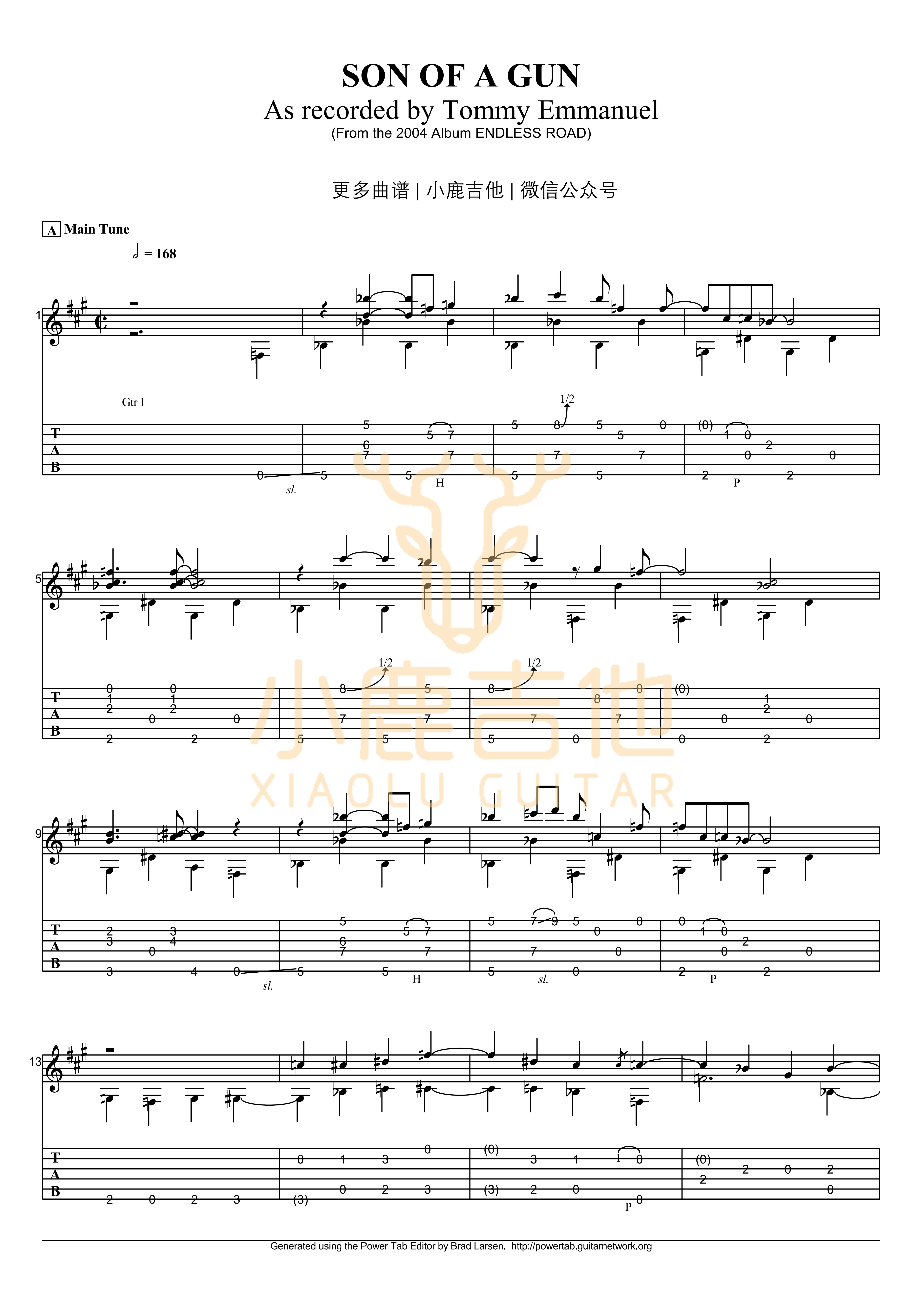 SON OF A GUN-Tommy Emmanuel指弹吉他谱(小鹿吉他)1
