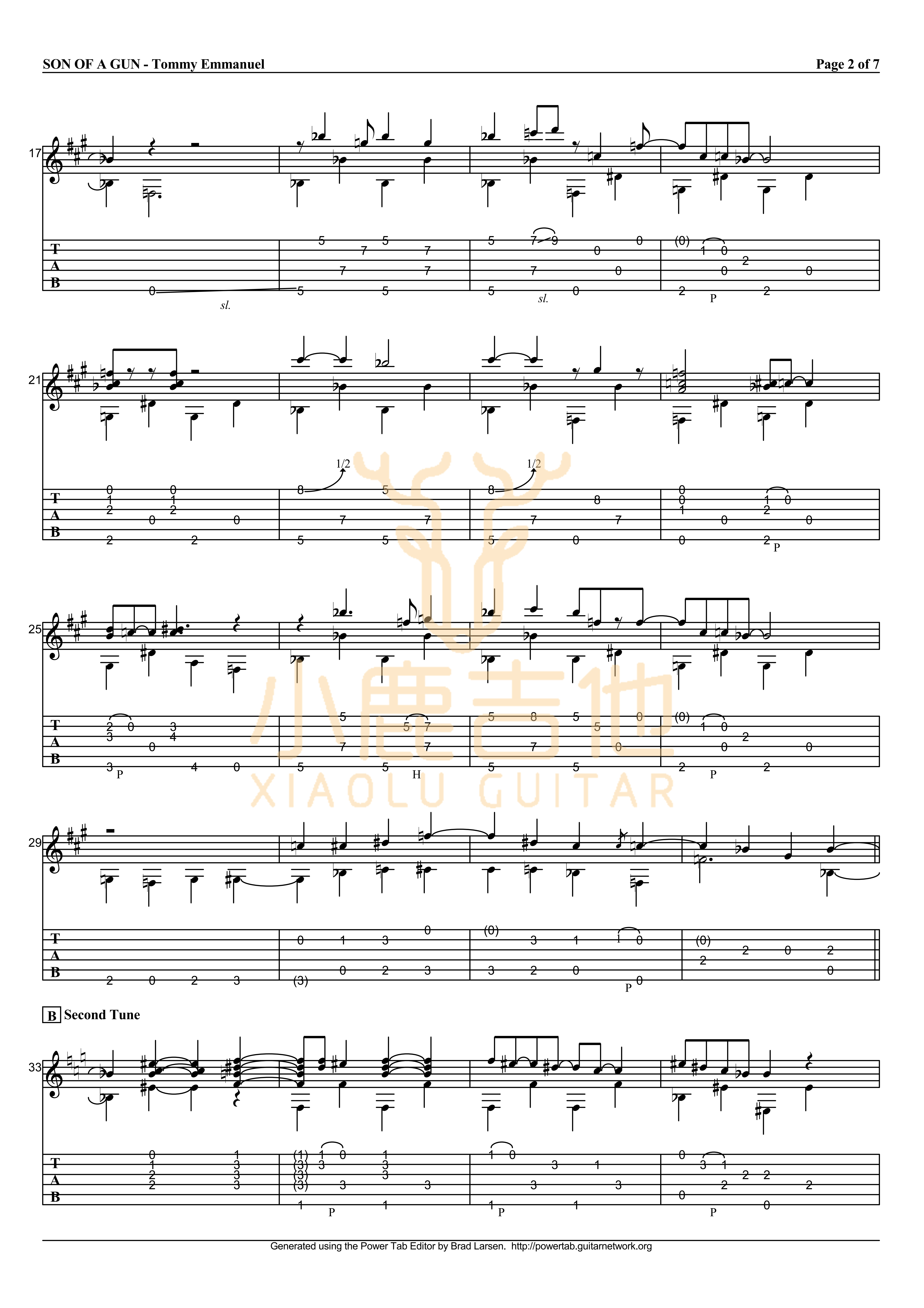 SON OF A GUN-Tommy Emmanuel指弹吉他谱(小鹿吉他)2