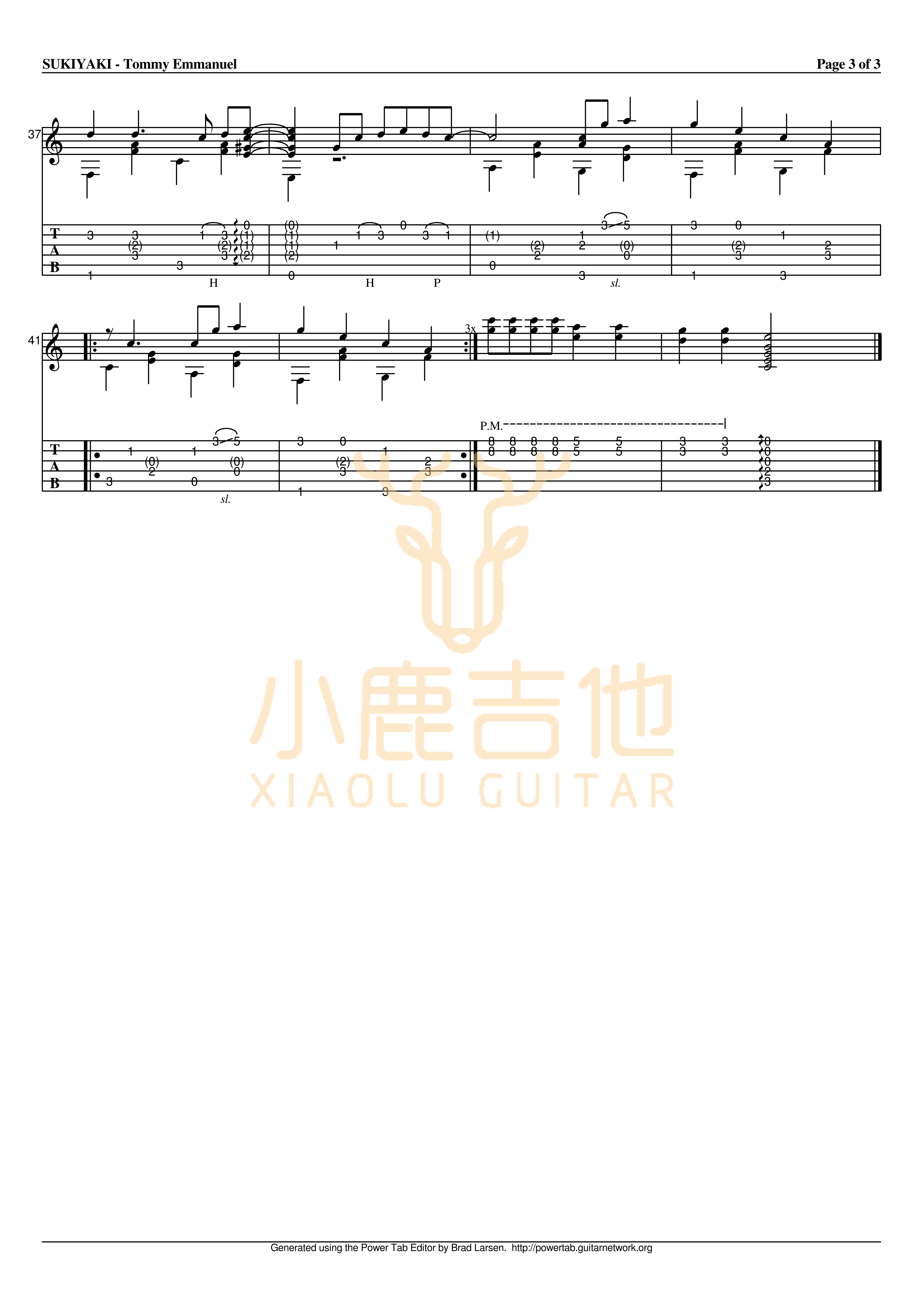 SUKIYAKI-Tommy Emmanuel指弹吉他谱(小鹿吉他)3
