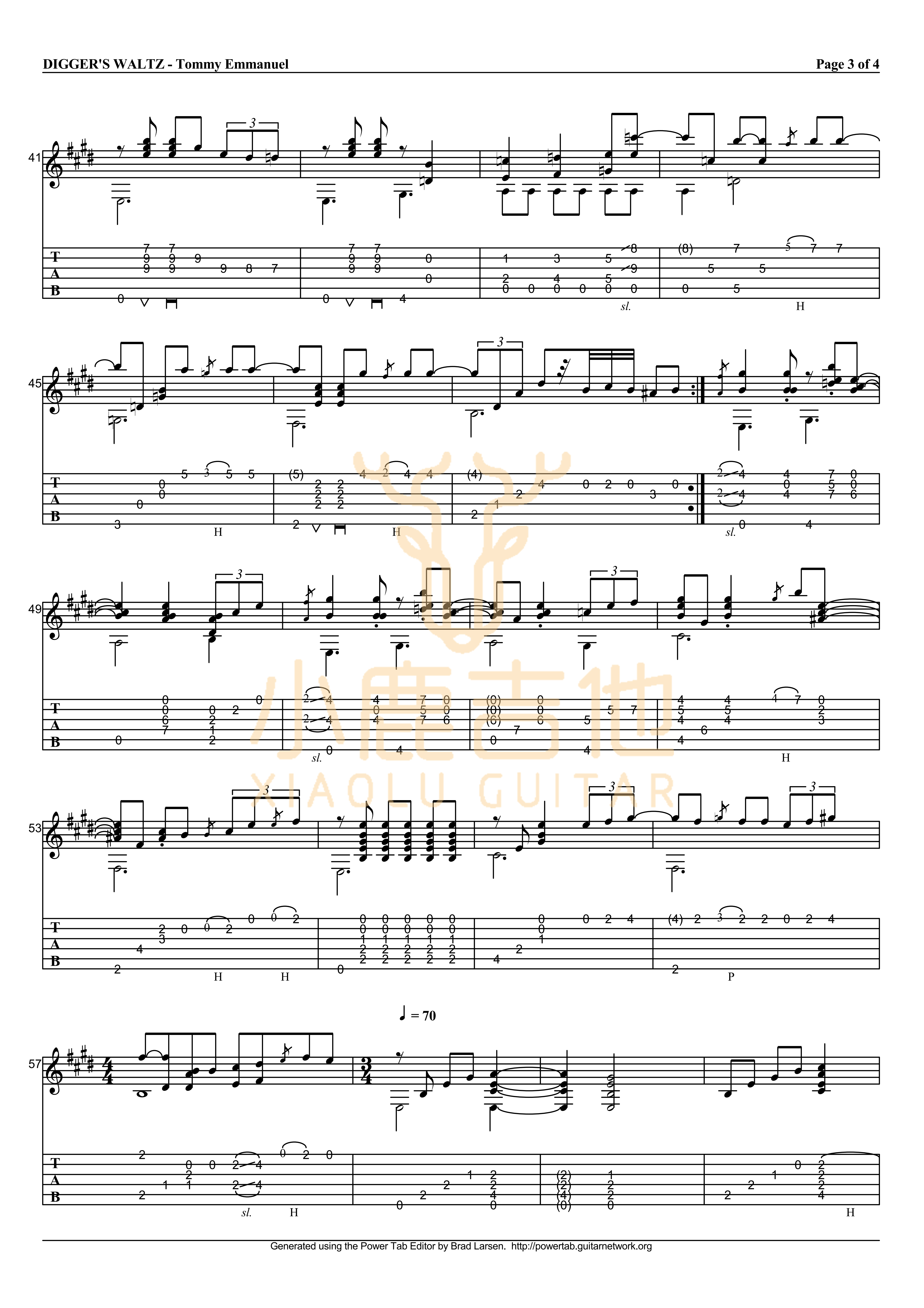 The Diggers' Waltz-Tommy Emmanuel指弹吉他谱（小鹿吉他）3