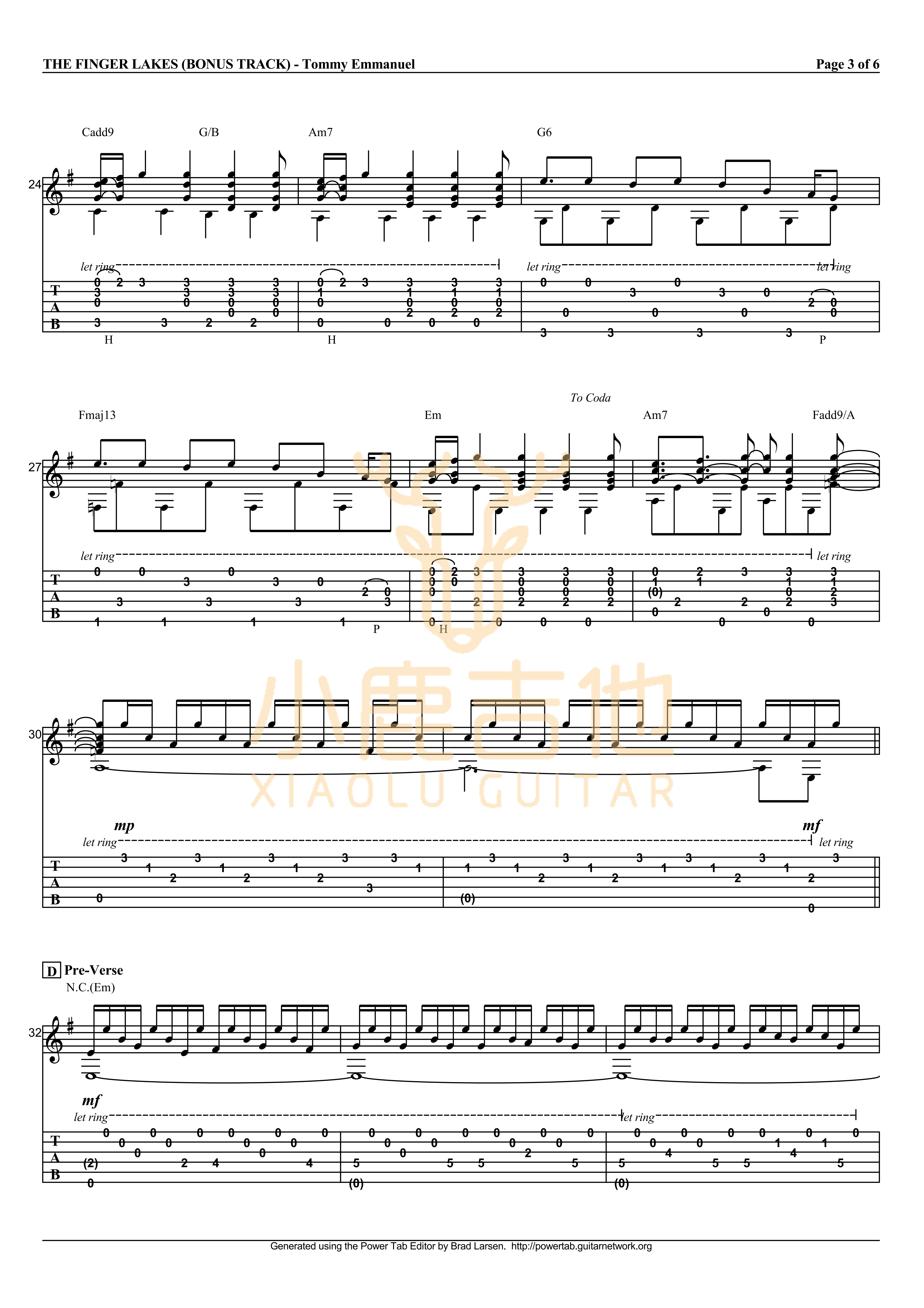 The Finger Lakes-Tommy Emmanuel指弹吉他谱（小鹿吉他）3