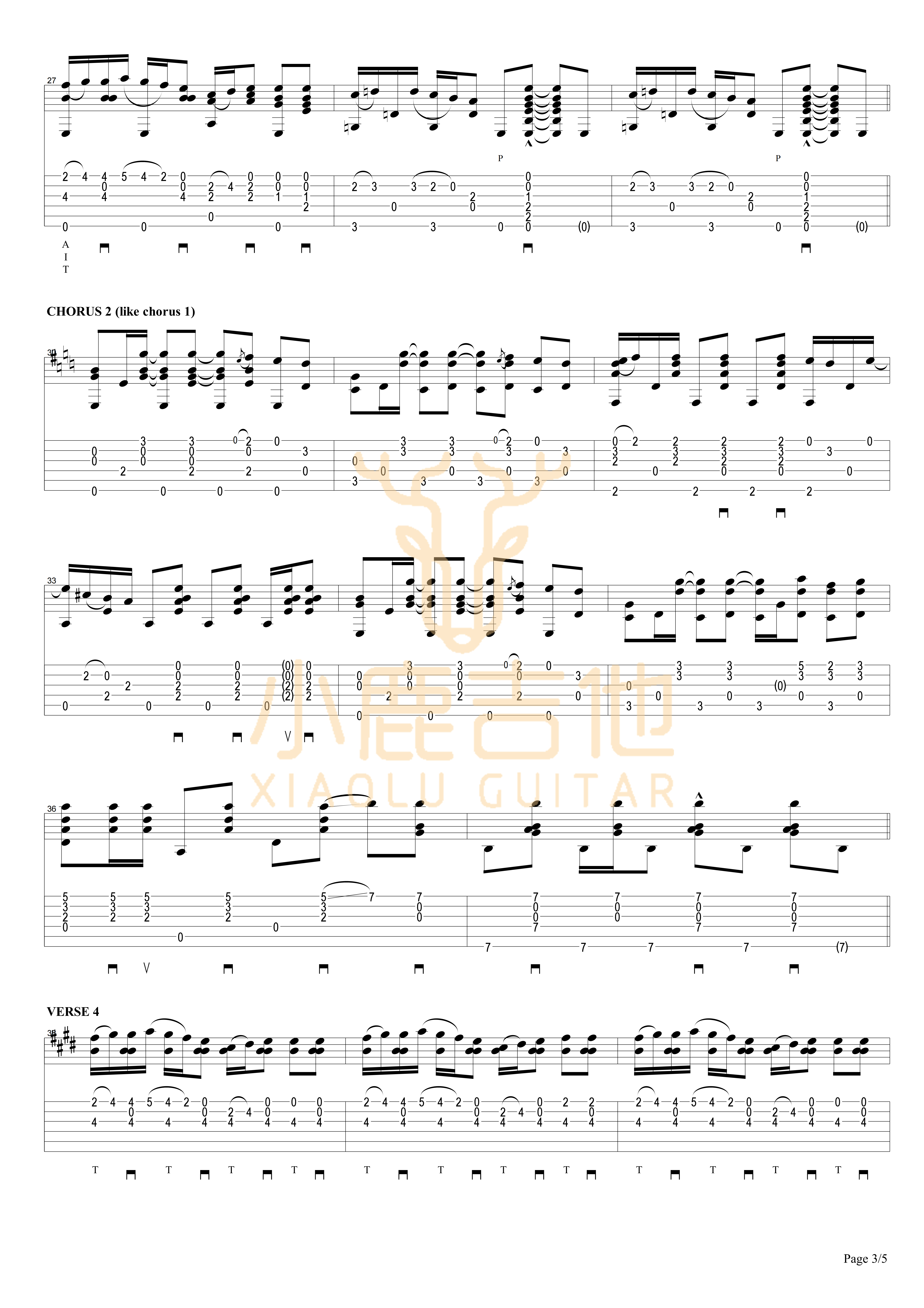 THE JOLLY SWAGMAN-Tommy Emmanuel指弹吉他谱（小鹿吉他）3