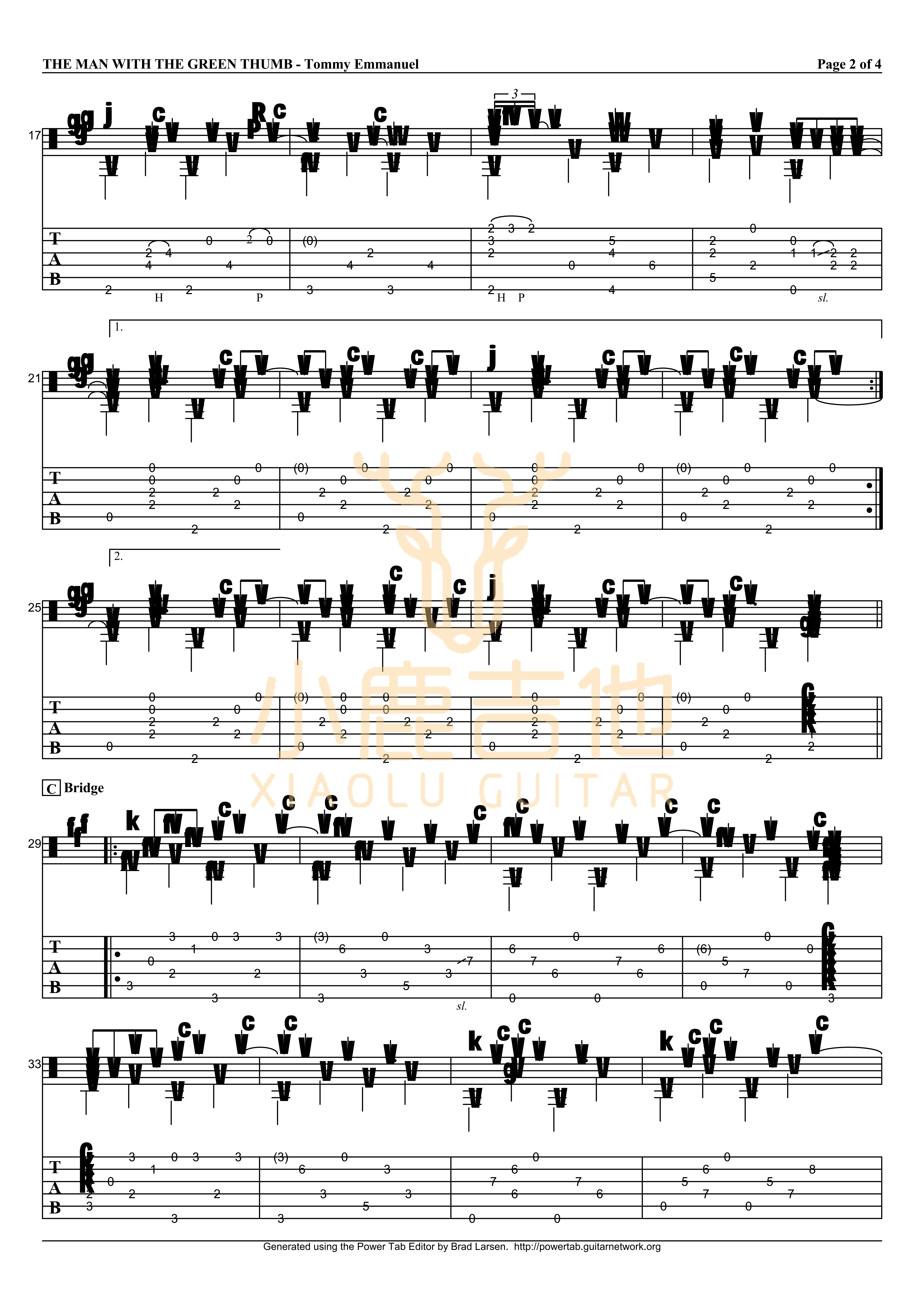 THE MAN WITH THE GREEN THUMB-Tommy Emmanuel指弹吉他谱（小鹿吉他）2
