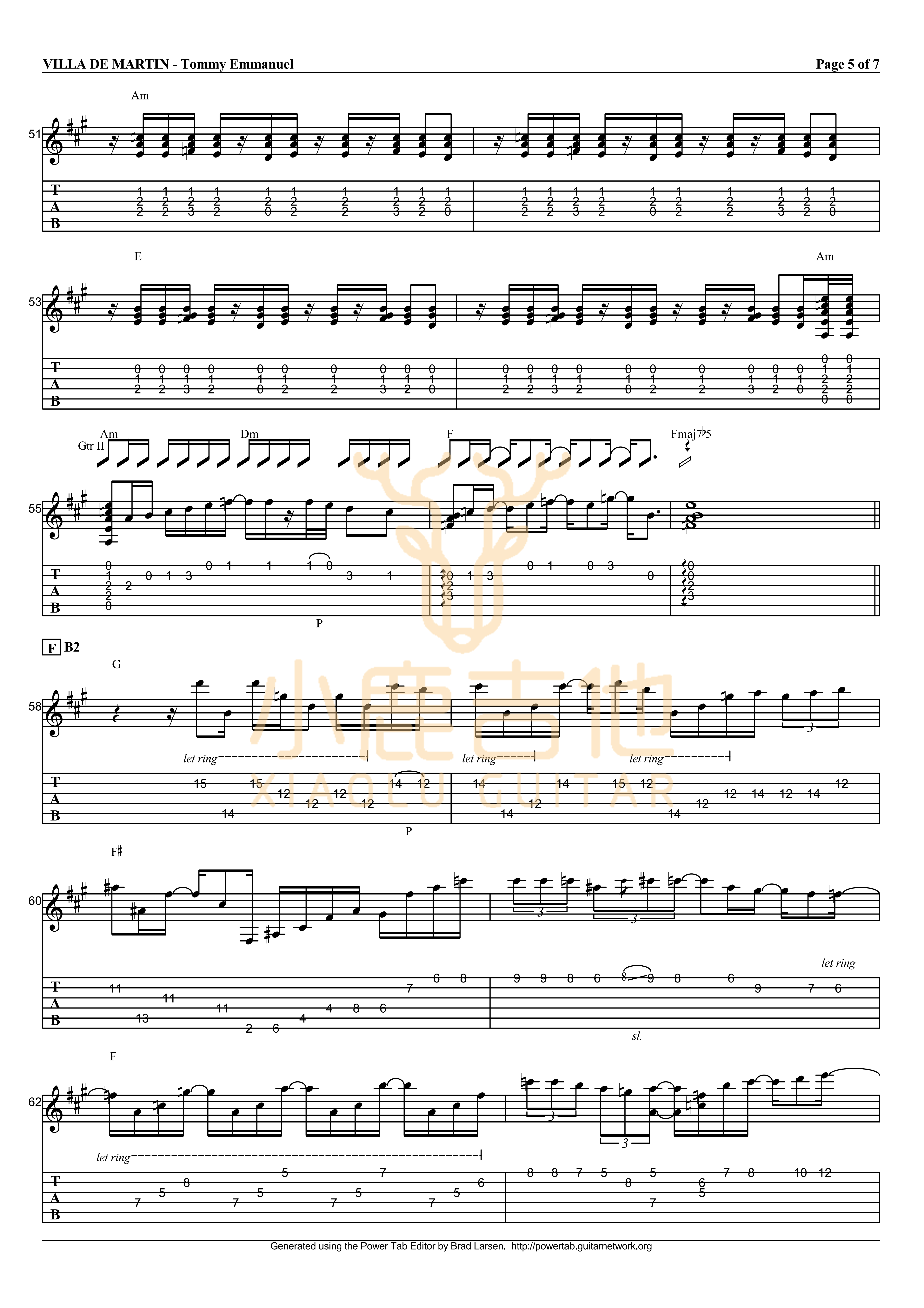 VILLA DE MARTIN-Tommy Emmanuel指弹吉他谱（小鹿吉他）5