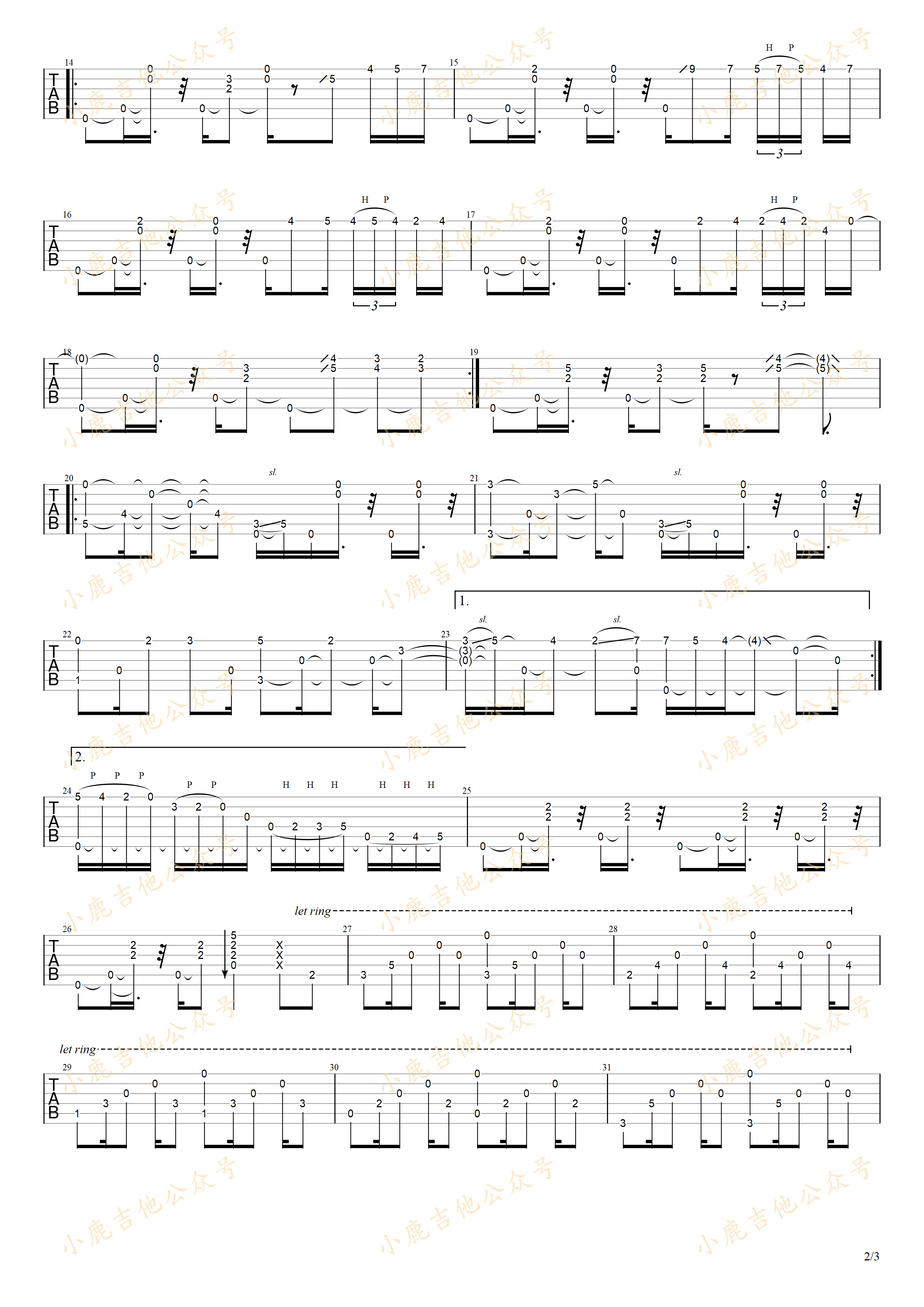 Inspiration-岸部真明 指弹吉他谱（小鹿吉他）2