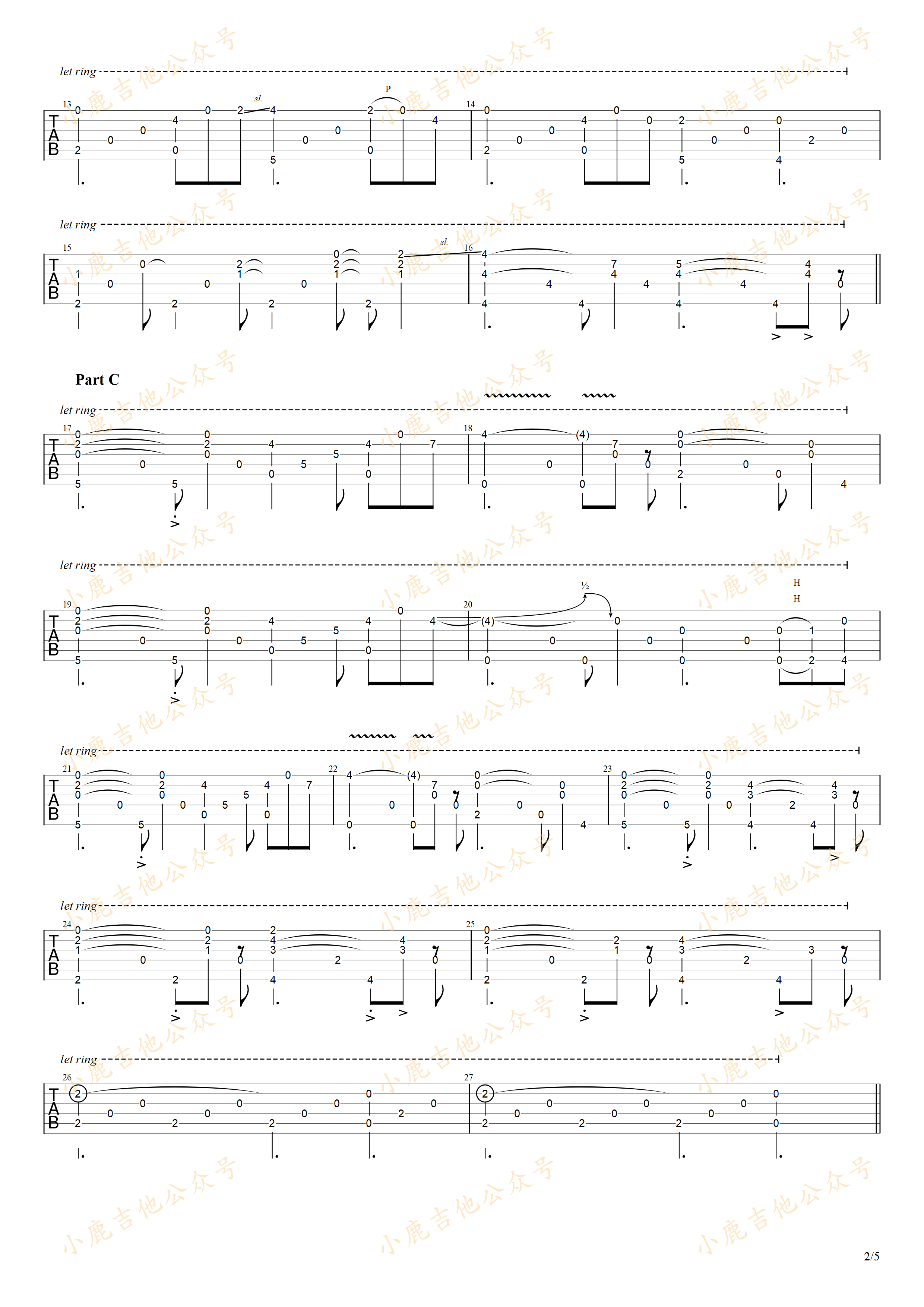 雲の海-岸部真明 指弹吉他谱（小鹿吉他）2