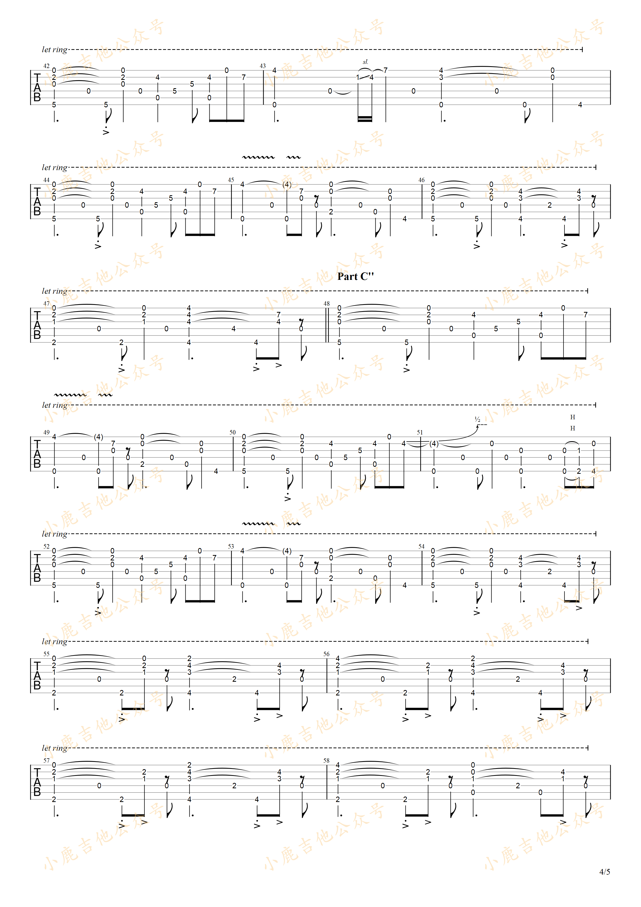 雲の海-岸部真明 指弹吉他谱（小鹿吉他）4