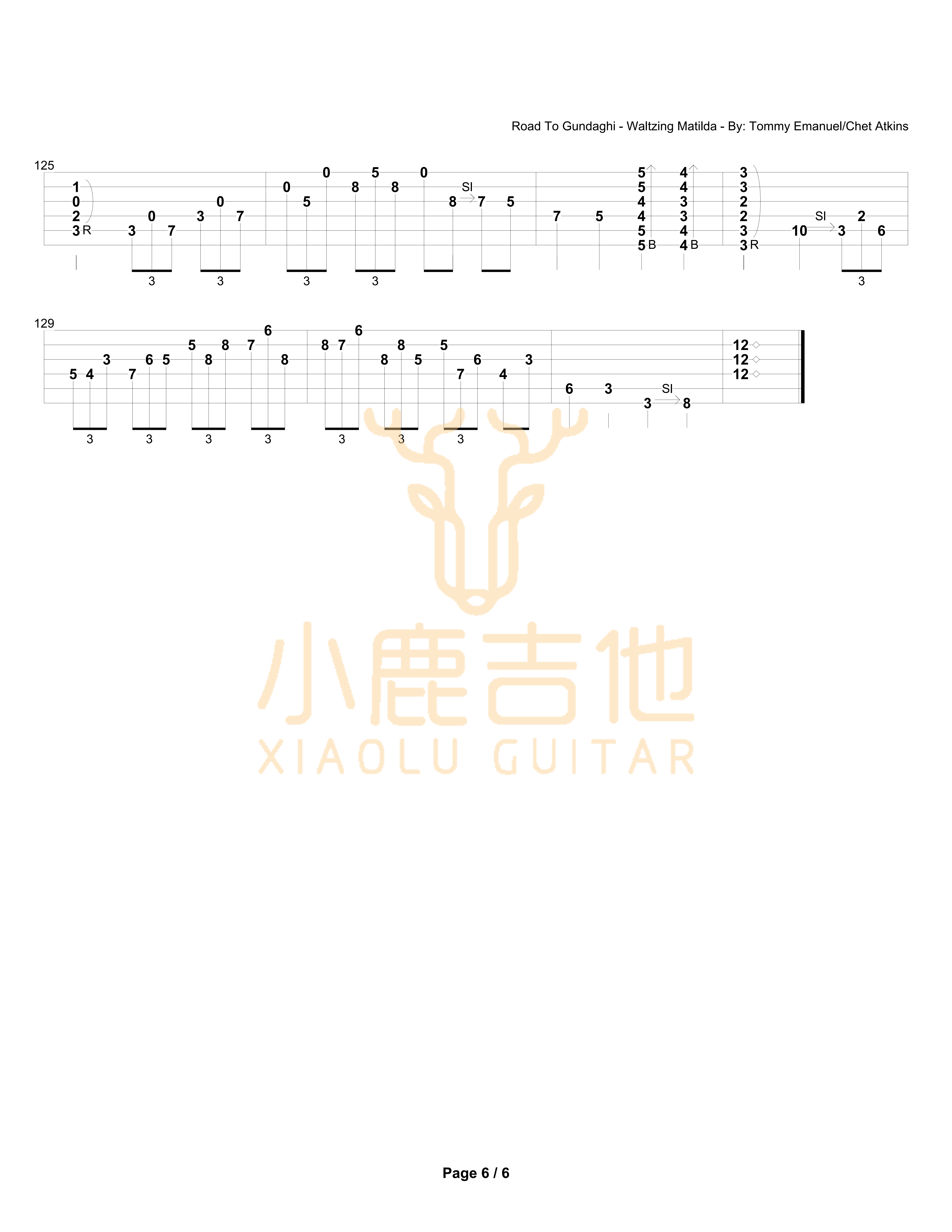 Road To Gundaghi-Waltzing Matilda-Tommy Emmanuel指弹吉他谱(小鹿吉他)6